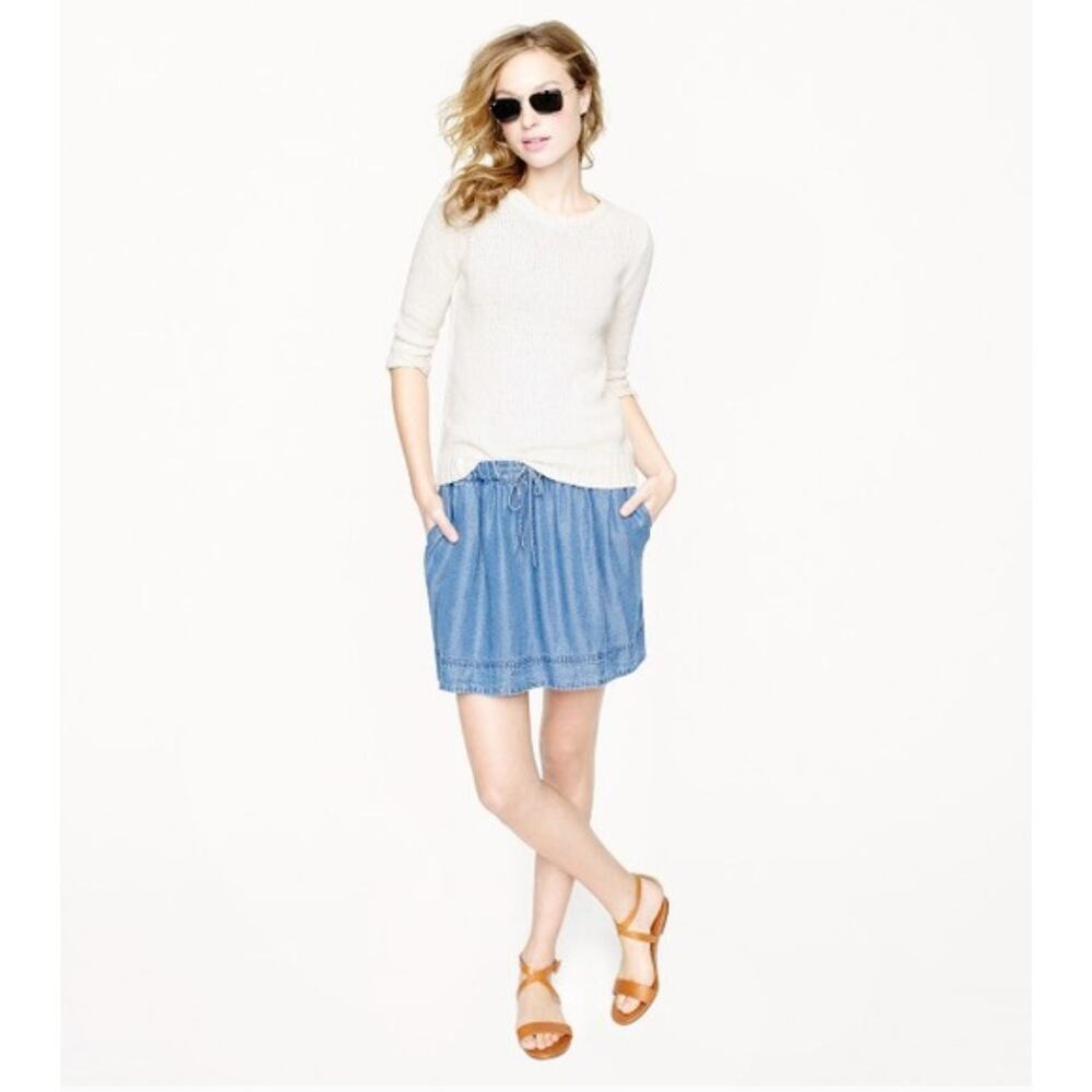 J. Crew Lightweight Washed Chambray Skirt Blue 52422 Size M